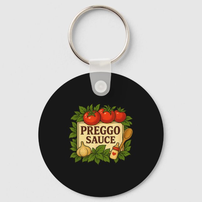 Preggo Sauce Costume Funny Pregnancy Announcement  Nyckelring (Framsida)