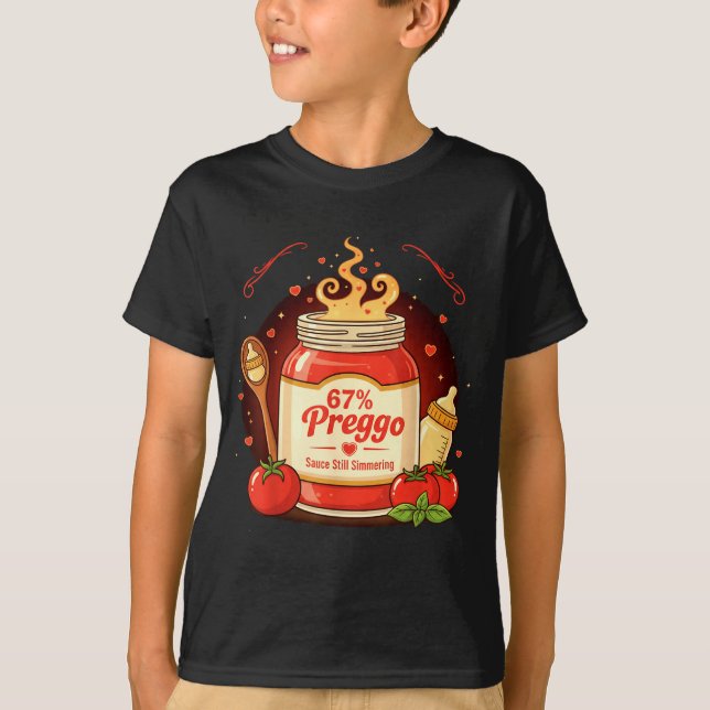 Preggo Sauce Pasta Pregnancy Announcement Funny 67 T Shirt (Framsida)