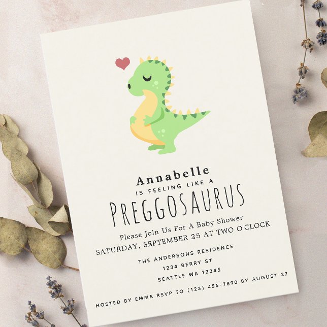 Preggosaurus Cute Dinosaur Baby dusch Inbjudningar (Skapare uppladdad)