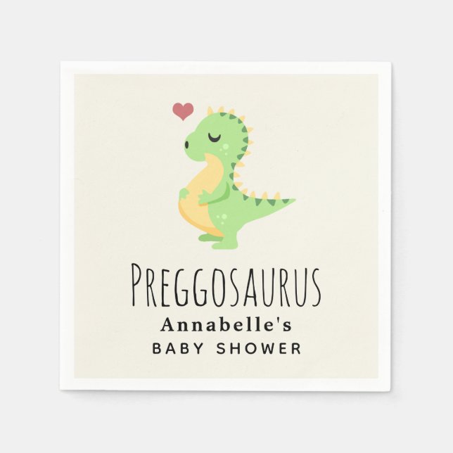 Preggosaurus Cute Dinosaur Baby dusch Pappersservett (Framsidan)