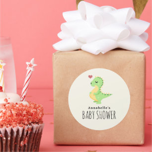 Preggosaurus Cute Dinosaur Baby duscha Sticker Runt Klistermärke