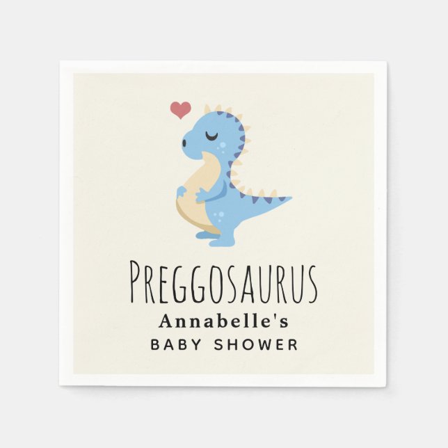 Preggosaurus Cute Dinosaur Boy-dusch Pappersservett (Framsidan)