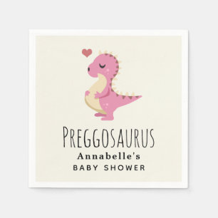 Preggosaurus Cute Dinosaur Girl Baby dusch Pappersservett
