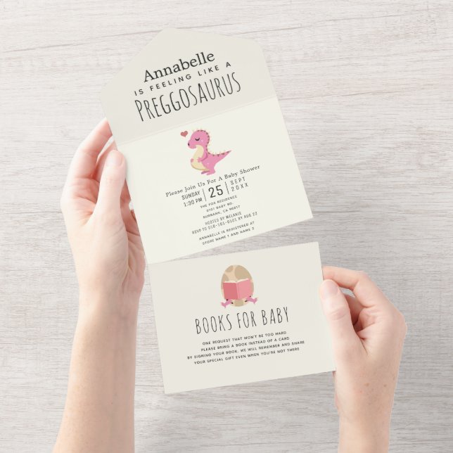 Preggosaurus Cute Funny Dinosaur Girl Baby dusch (Avrivbar del)