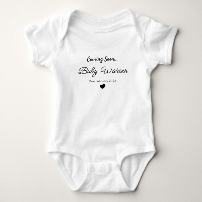 Pregnancy Announcement Babygrow, Pregnancy Reveal T Shirt (Framsida)