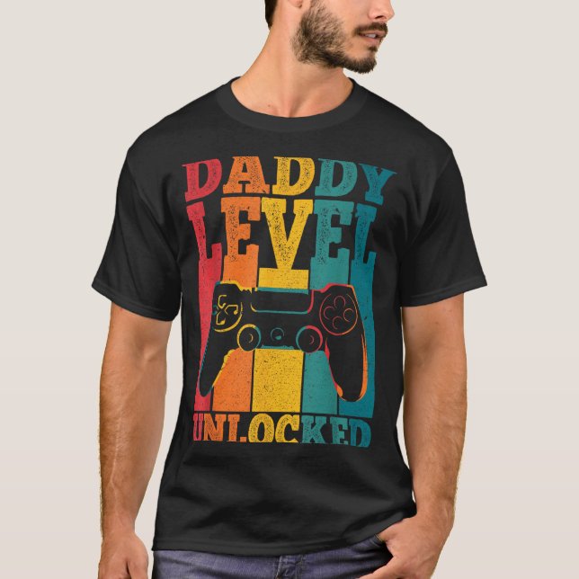 Pregnancy Announcement Dad Level Unlocked New Dadd T Shirt (Framsida)