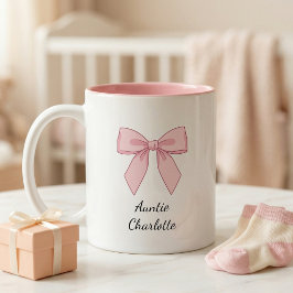 Pregnancy Announcement Gift For Aunt Bow Två-Tonad Mugg