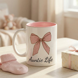 Pregnancy Announcement Gift For Aunt Bow Två-Tonad Mugg