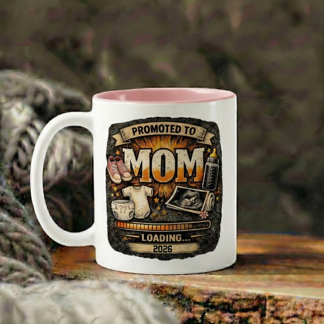 Pregnancy Announcement Gift for Mom Två-Tonad Mugg (Pregnancy Announcement Gift for Mom Two-Tone Coffee Mug)