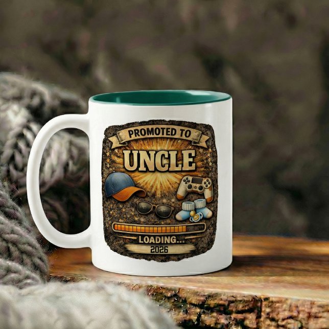 Pregnancy Announcement Gift for Uncle Två-Tonad Mugg (Pregnancy Announcement Gift for Uncle Two-Tone Coffee Mug)