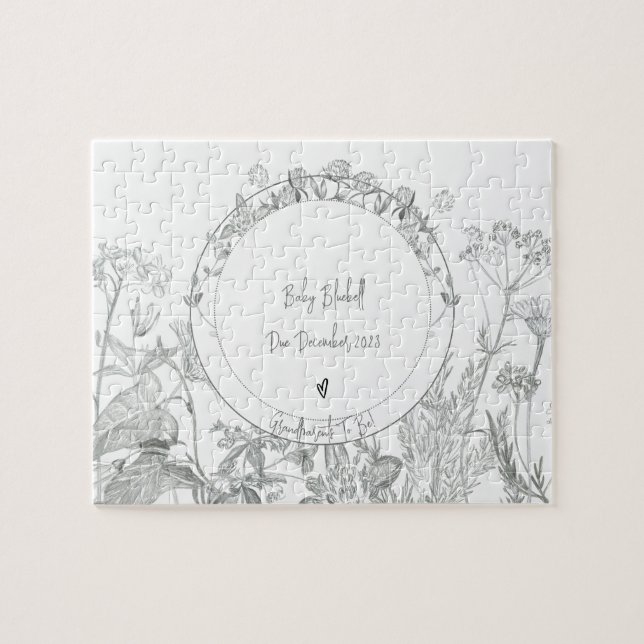 Pregnancy Announcement Grandparents Due Date Pussel (Horisontell)