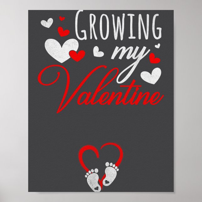 Pregnancy Announcement New Mom Growing My Valentin Poster (Framsidan)