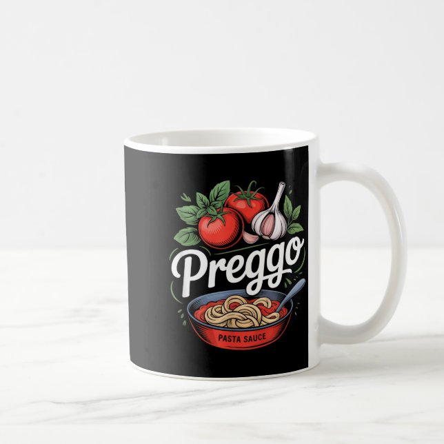 Pregnancy Announcement Prego Pasta Sauce Funny Pre Kaffemugg (Höger)