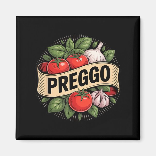 Pregnancy Announcement Prego Pasta Sauce Funny Pre Magnet (Framsidan)