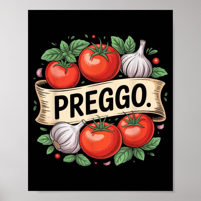 Pregnancy Announcement Prego Pasta Sauce Funny Pre Poster (Framsidan)