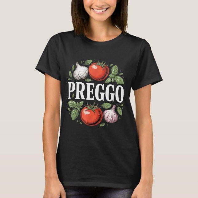 Pregnancy Announcement Prego Pasta Sauce Funny Pre T Shirt (Framsida)