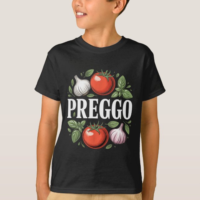 Pregnancy Announcement Prego Pasta Sauce Funny Pre T Shirt (Framsida)