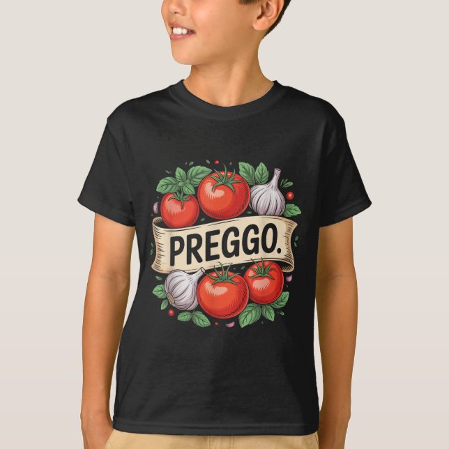 Pregnancy Announcement Prego Pasta Sauce Funny Pre T Shirt (Framsida)