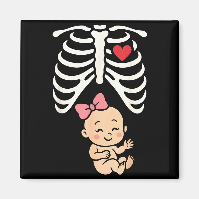 Pregnancy Baby Girl Rib Cage Momma Cute Infant On  Magnet (Framsidan)