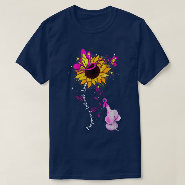 Pregnancy Infant Loss Awareness Sunflower Elephant T Shirt (Design framsida)