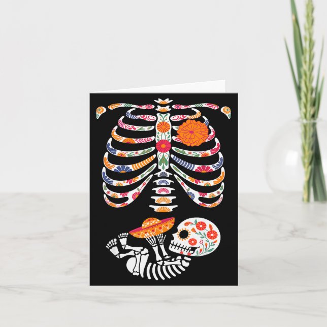 Pregnancy Skeleton Belly Day Of The Dead Dia De Lo Kort (Framsida)