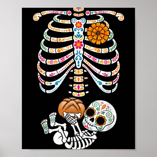 Pregnancy Skeleton Dia De Los Muertos Mexican Bell Poster (Framsidan)