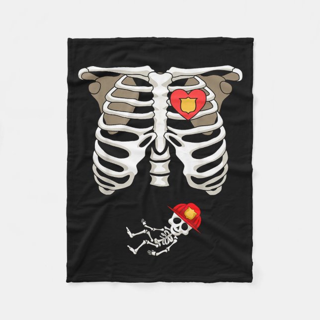 Pregnancy Skeleton Rib Funny Firefighter Bump Shir Fleecefilt (Framsidan)