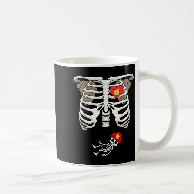 Pregnancy Skeleton Rib Funny Firefighter Bump Shir Kaffemugg (Höger)
