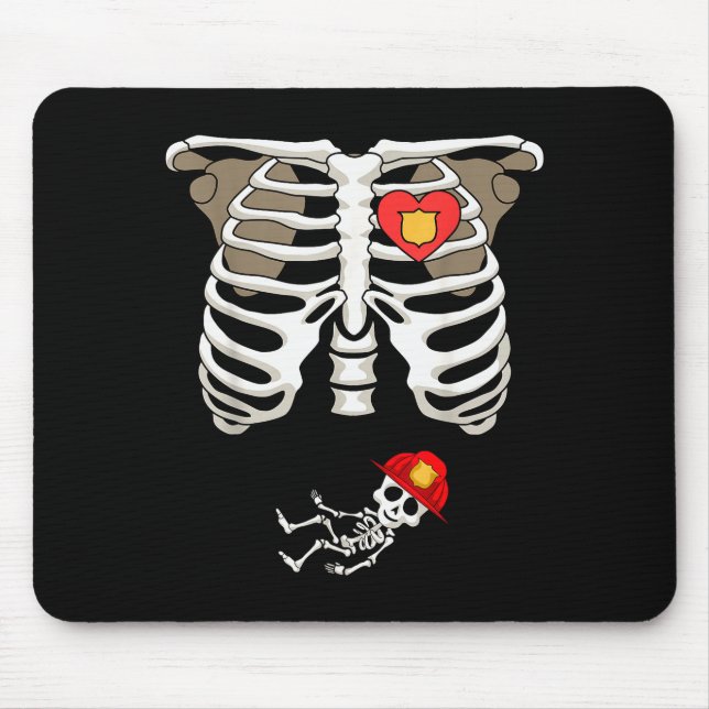 Pregnancy Skeleton Rib Funny Firefighter Bump Shir Musmatta (Framsidan)