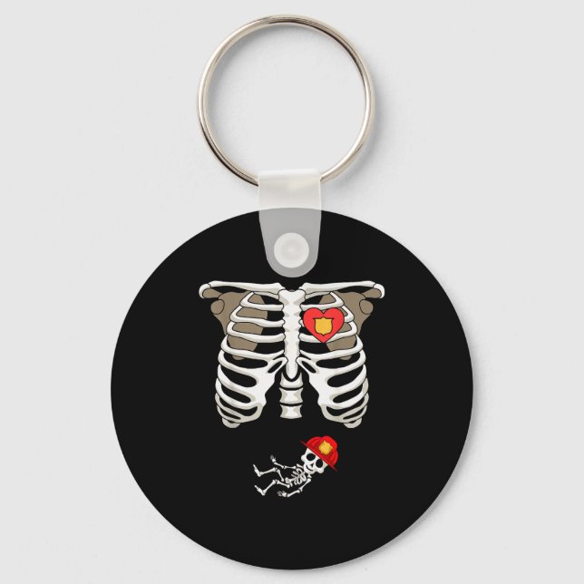 Pregnancy Skeleton Rib Funny Firefighter Bump Shir Nyckelring (Framsida)