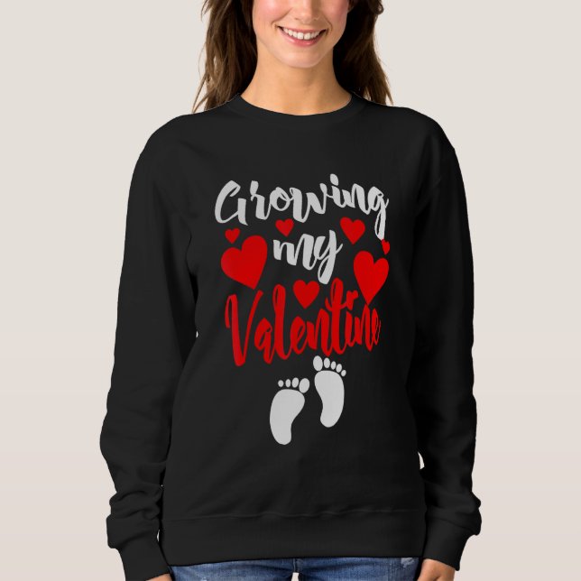 Pregnancy Valentine's Day T Shirt Growing My Valen (Framsida)