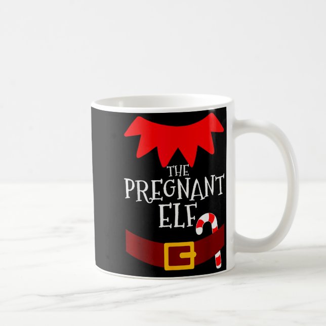 Pregnant Elf Matching Family Group Christmas Pajam Kaffemugg (Höger)