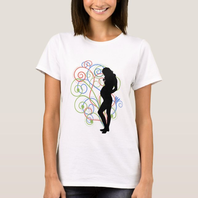 Pregnant / Embarazada swirlies T-shirt (Framsida)