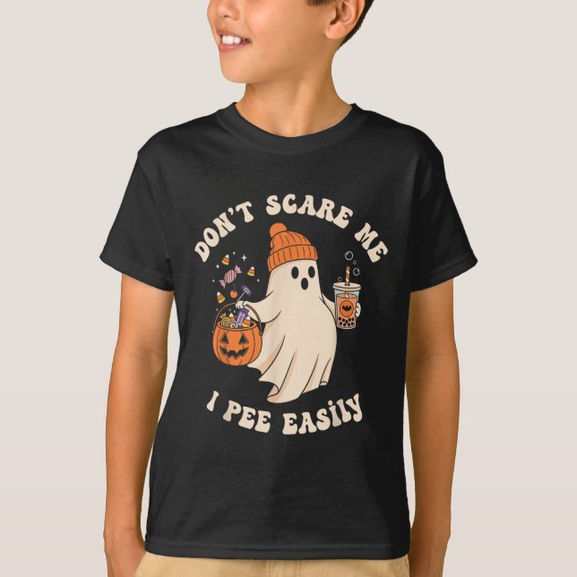 Pregnant Ghost Trick Or Treat Dress Lazy Halloween T Shirt (Framsida)