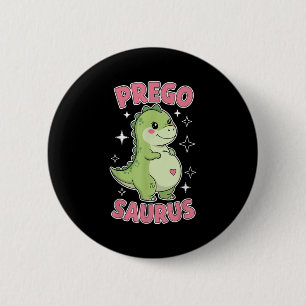 Pregosaurus Cute Retro Mamma Dinosaur Gravid och Knapp