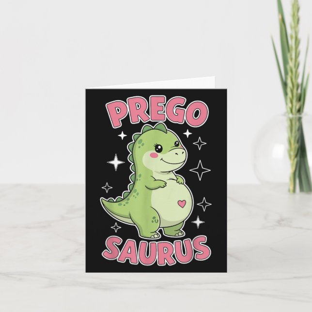 Pregosaurus Cute Retro Mamma Dinosaur Gravid och Kort (Framsida)