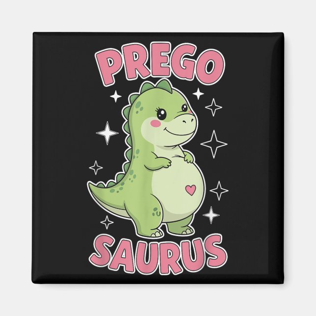 Pregosaurus Cute Retro Mamma Dinosaur Gravid och Magnet (Framsidan)