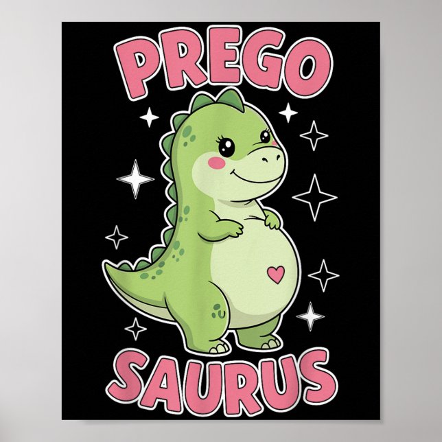 Pregosaurus Cute Retro Mamma Dinosaur Gravid och Poster (Framsidan)