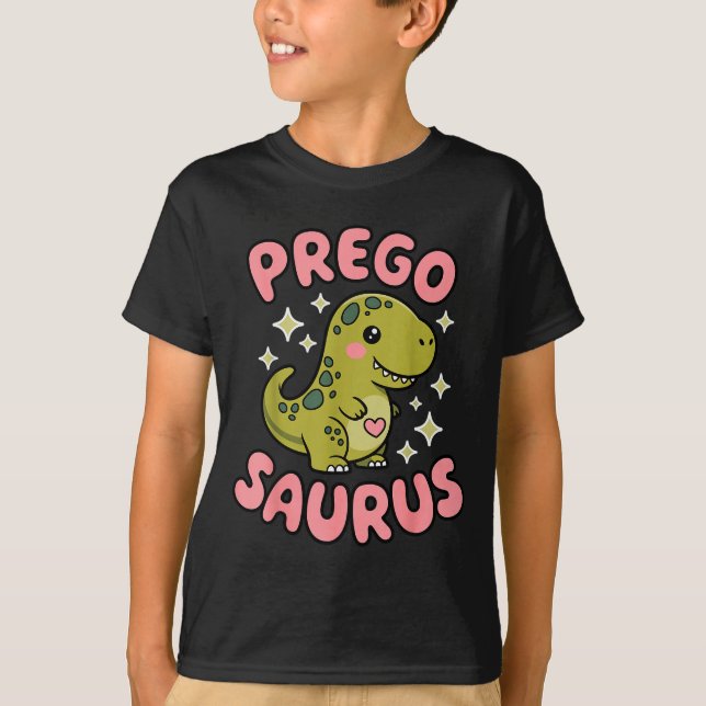 Pregosaurus Cute Retro Mommy Dinosaur Pregnancy An T Shirt (Framsida)