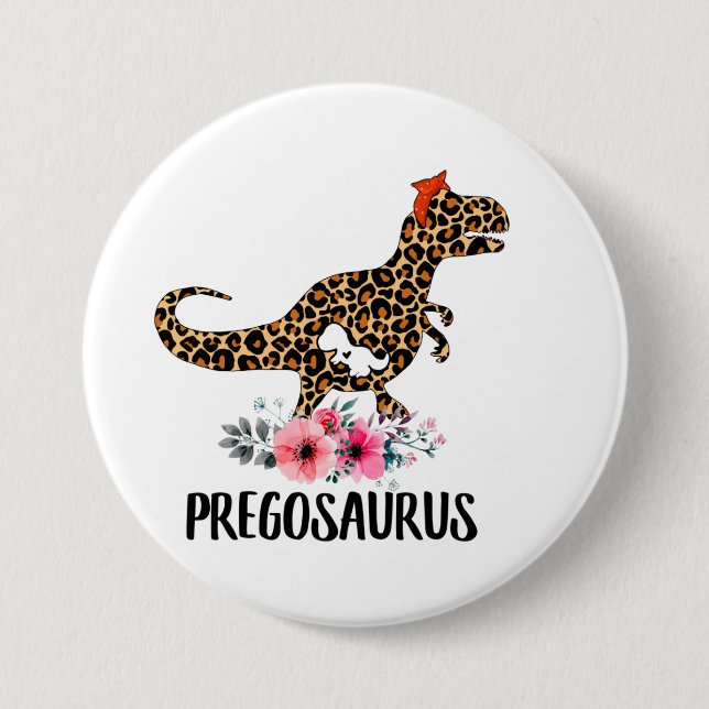 Pregosaurus Funny Gravid Gift Knapp (Framsida)