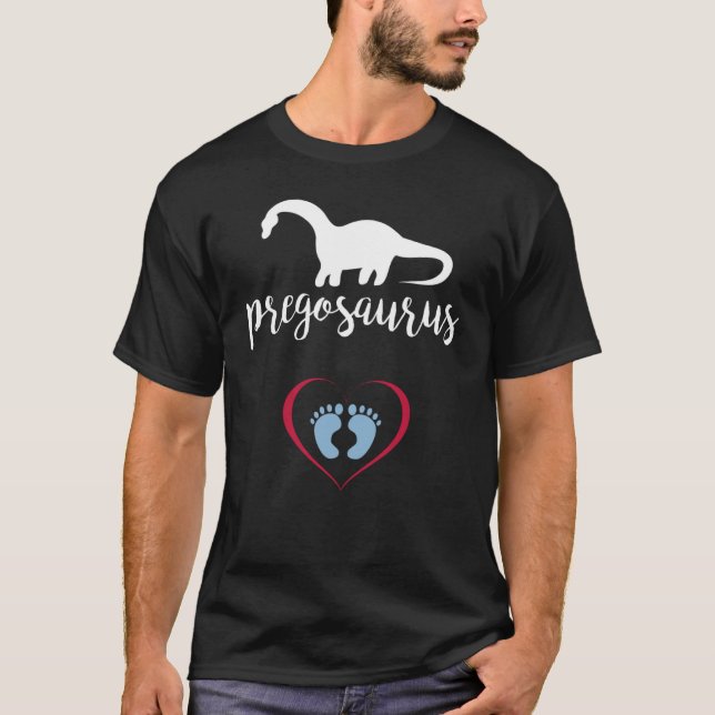Pregosaurus Gravid meddelar sin pojke Prego T Shirt (Framsida)