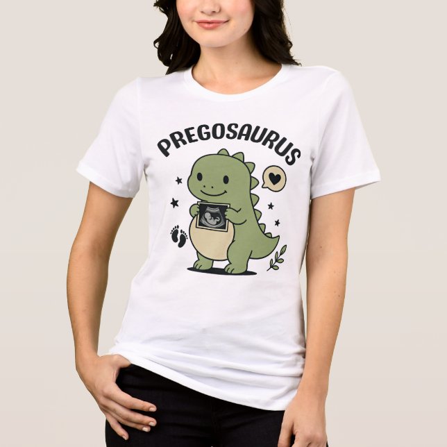 Pregosaurus Graviditet Maternity Dino Present T Shirt (Framsida)