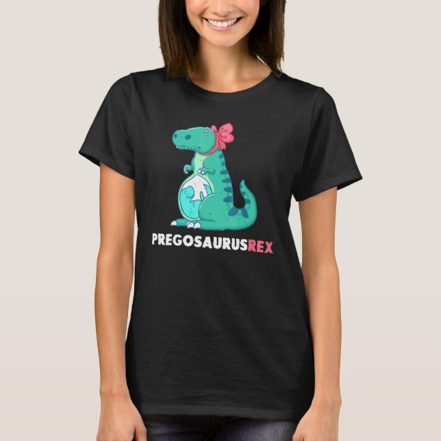 Pregosaurus Rex Dinosaur Gravid Meddelande 1 T Shirt (Framsida)