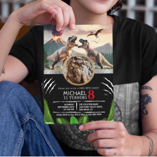 Prehistoric Dinosaur T-rex Birthday Party Inbjudningar