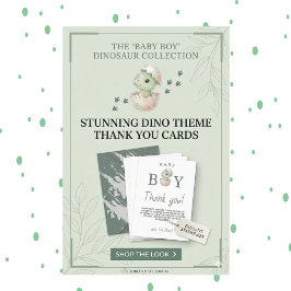 Prehistoric Sage Green Baby Boy Shower Tack Kort