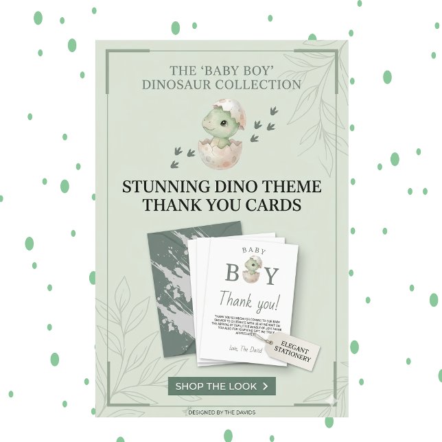 Prehistoric Sage Green Baby Boy Shower Tack Kort (Skapare uppladdad)