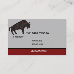 Prehistorisk Animals Bull BIson Logotyp Visitkort