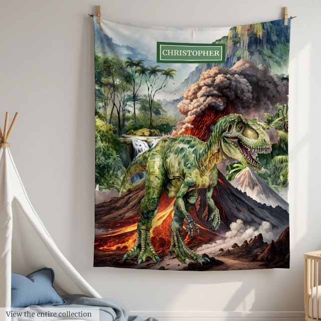 Prehistorisk Dinosaur Birthday Blanket Boys Gift Fleecefilt (Prehistoric Dinosaur Birthday Blanket for Boys Gift)