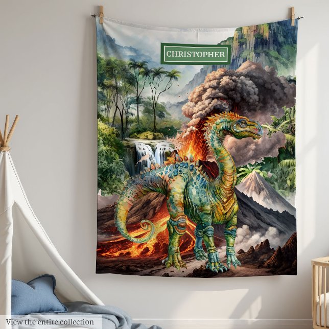 Prehistorisk Dinosaur Blanket Gift Boys Birthday Fleecefilt (Prehistoric Dinosaur Blanket Gift for Boys Birthday)