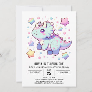 Prehistorisk Dreamy Dinosaur 1:a födelsedagen Inbjudningar